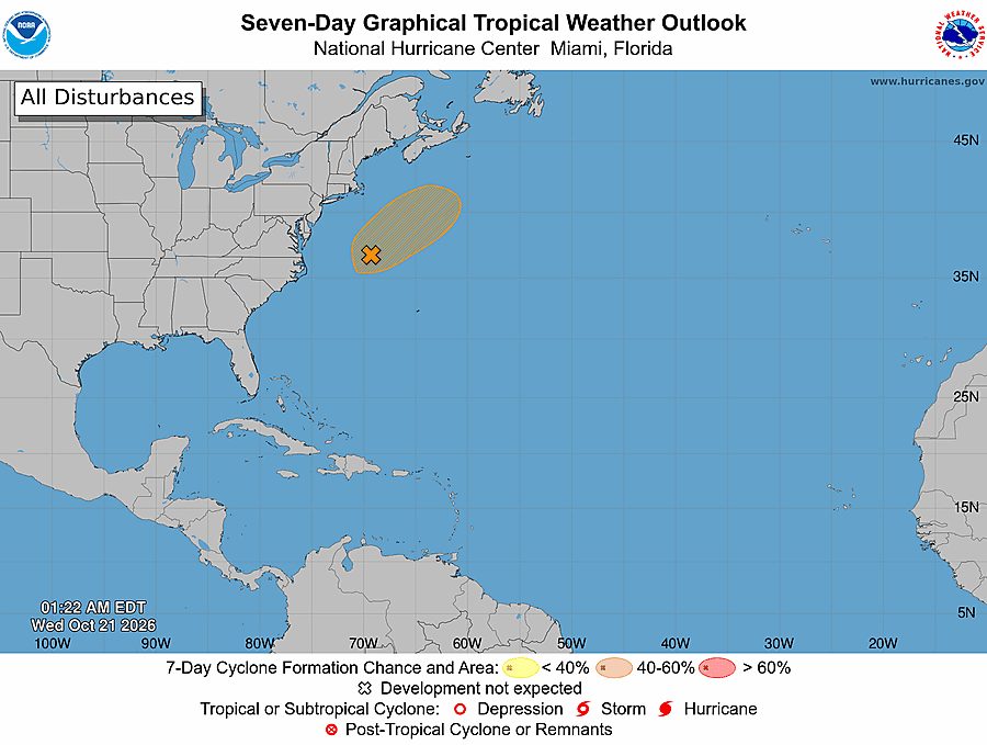 Southwest severe storm threat and Mid-Atlantic coastal flooding: Weather briefing for October 21, 2026