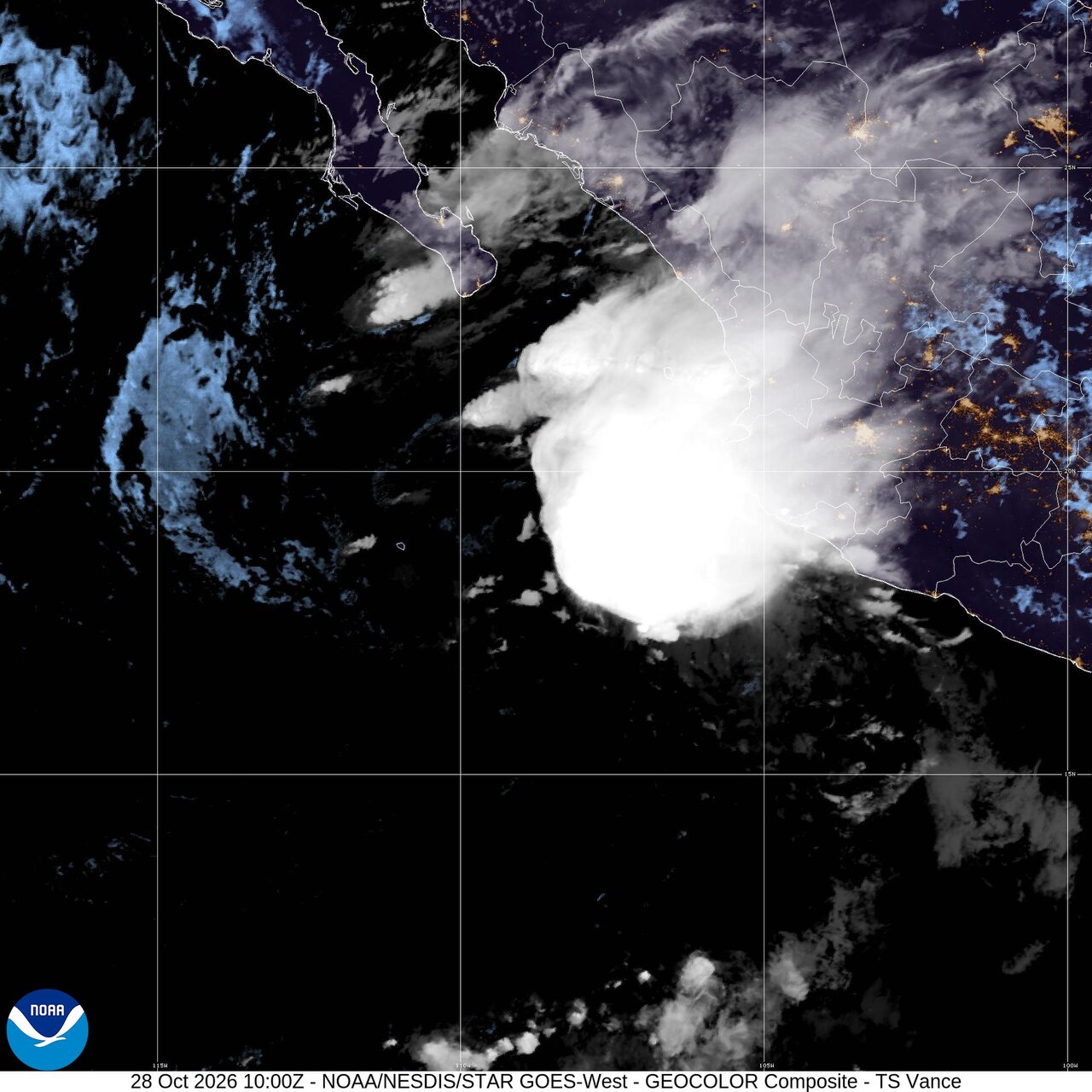 Tropical Storm Vance nears western Mexico: Weather briefing for October 28, 2026